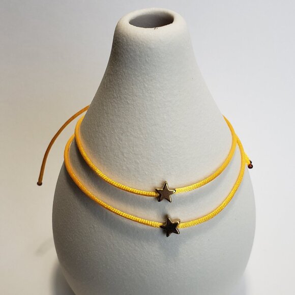 SET of 2 LUCKY STAR Yellow String Kabbalah Tibetan Buddhist Adjustable BRACELET - Picture 2 of 5
